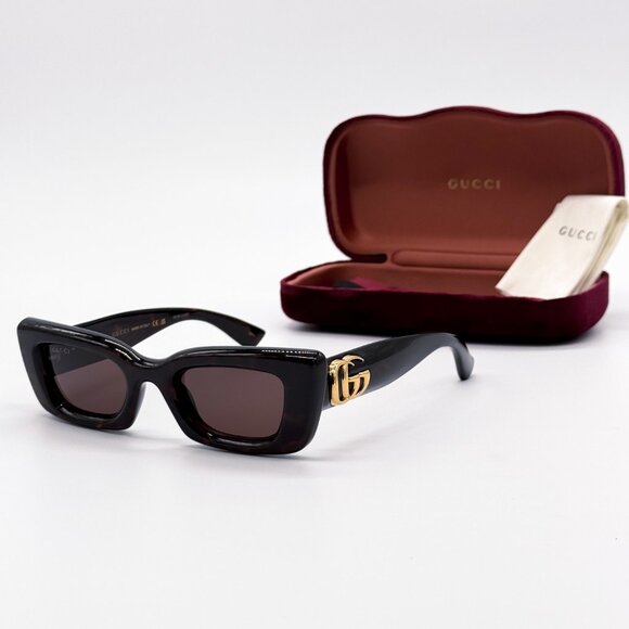 NEW GUCCI GG1827S 002 WOMEN DARK HAVANA SUNGLASSES GUCCI - Picture 1 of 12